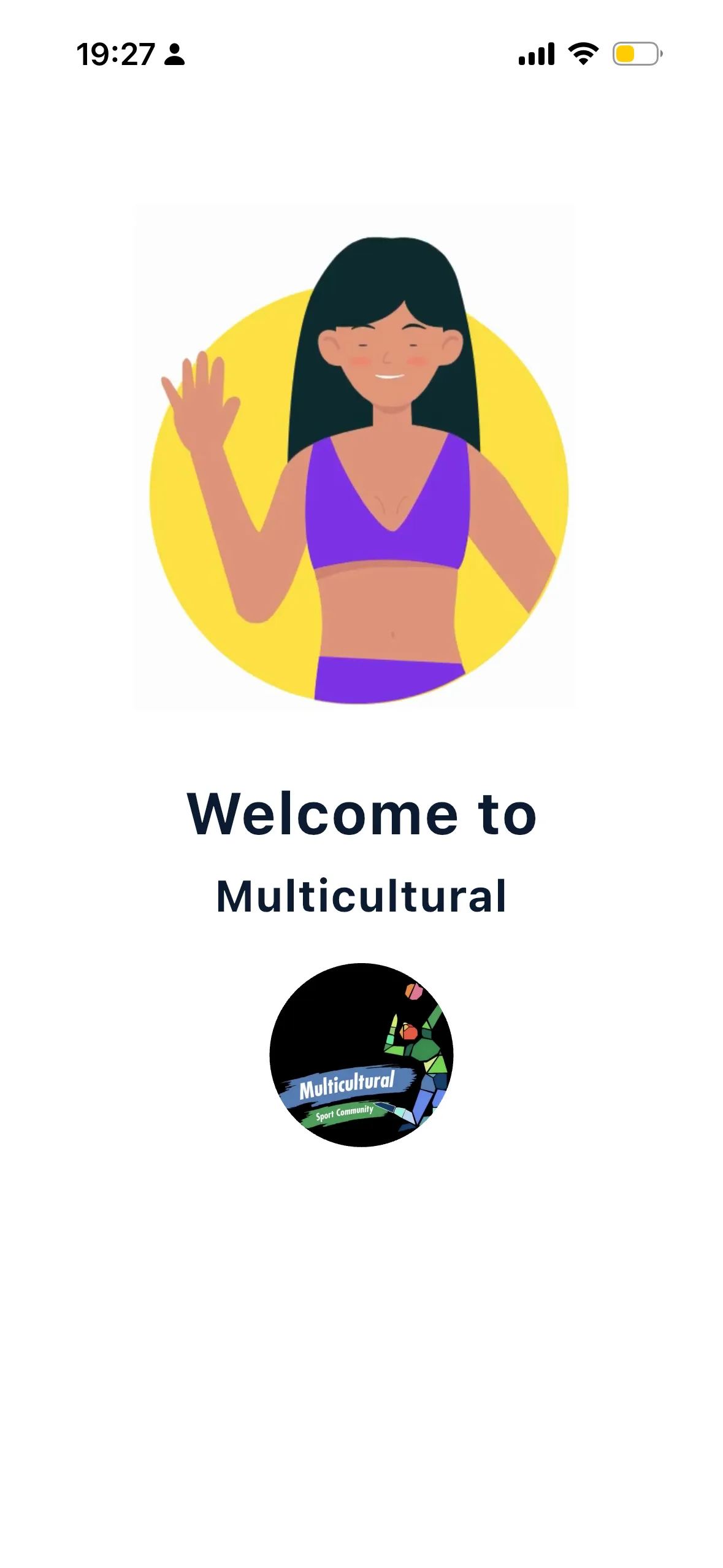 La schermata di benvenuto personalizzata del club che un nuovo utente vede aprendo un link d'invito