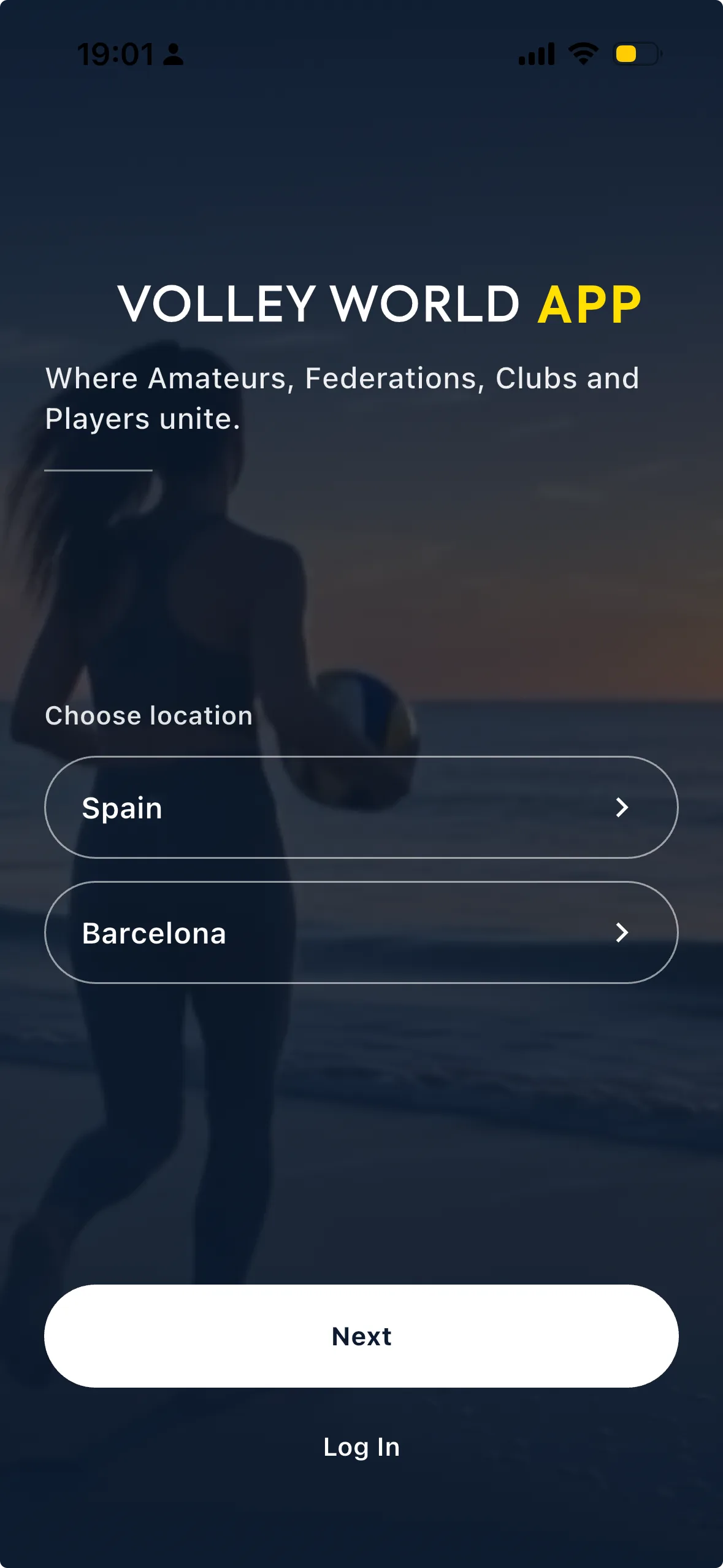 La schermata Choose location, con un Paese e una provincia selezionati e il pulsante Next